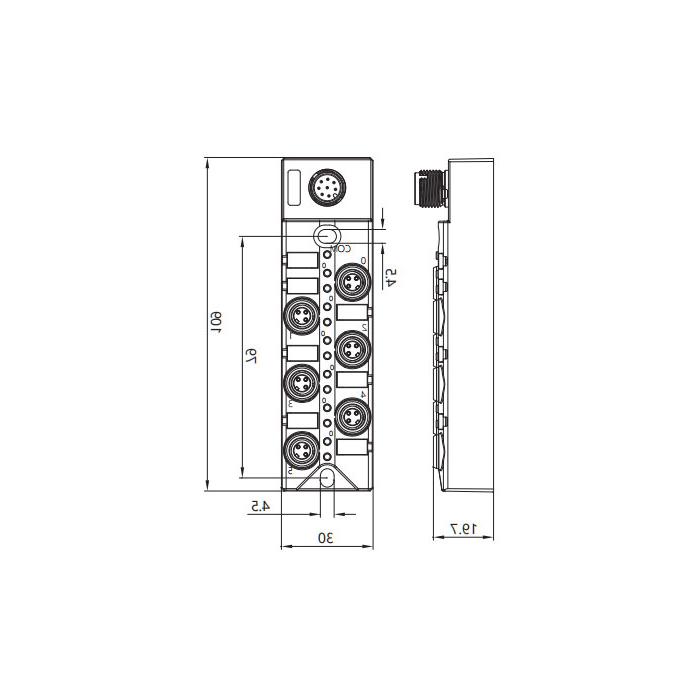 M8分线盒、NPN、6端口分体式、带LED、M12集成接口基座、23N6S1