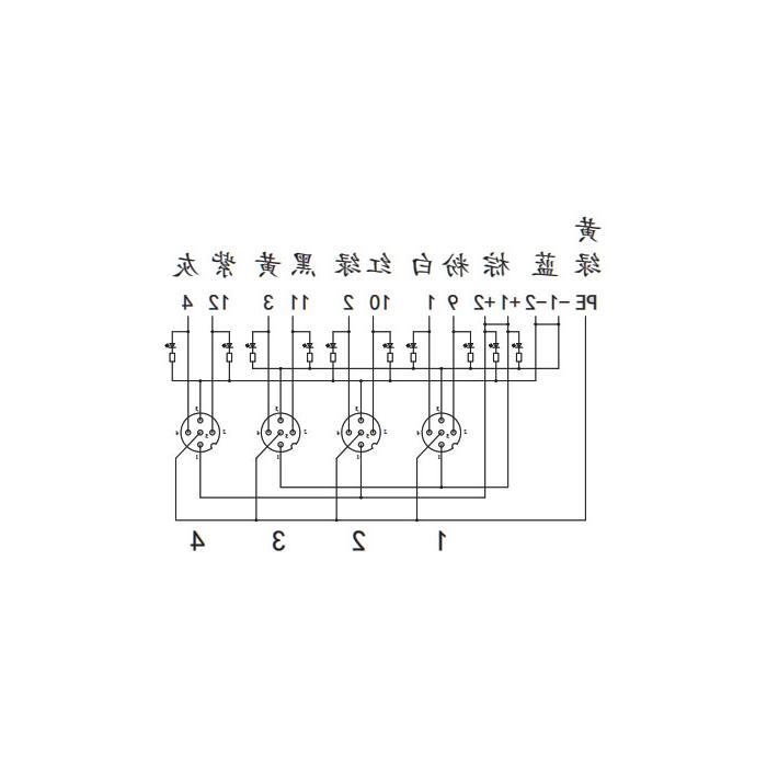 M12分线盒、双通道、PNP、4端口分体式、带LED、PCB端子、24P40G